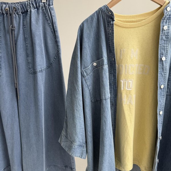 画像3: ●春夏の羽織にオススメ【6/3 LIVEご紹介アイテム】タックオーバーデニムシャツ (3)