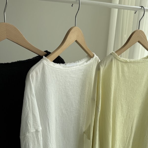 画像2: ●ストレッチが効いてて着心地◎【3/8 LIVEご紹介アイテム】クリンクルコットンプルオーバー (2)