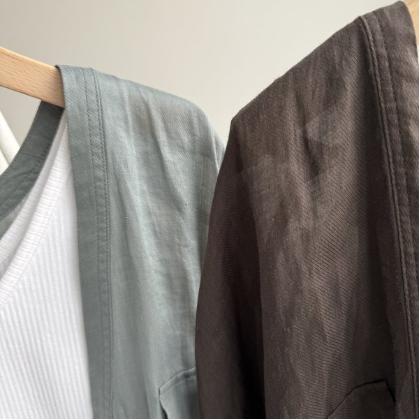 画像2: ●大人のリネンシャツカーデ【5/20 LIVEアイテム】ゆるっとリネンノーカラーシャツ (2)