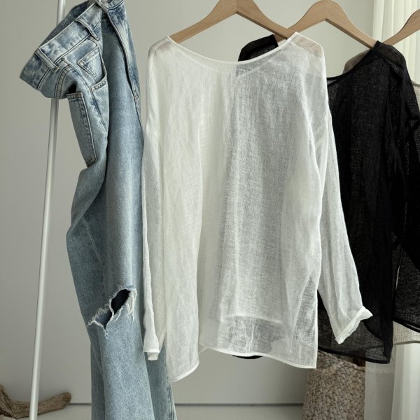 画像4: ●リネンの雰囲気が素敵すぎる●【5/10 LIVEご紹介アイテム】ゆるっとリネンプルオーバー (4)