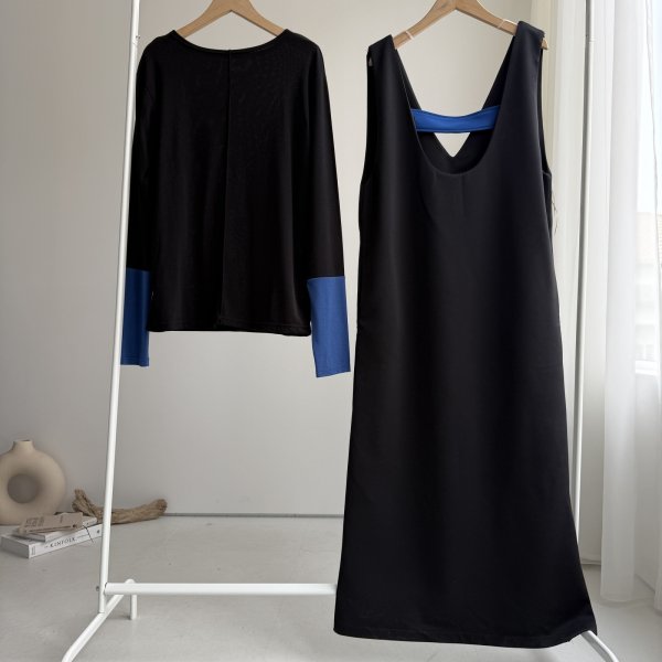 画像3: ●オリジナル●前後2WAYで使えてベルトも3WAY!!着こなし色々【5/12 LIVEご紹介アイテム】2WAY配色ワンピース (3)