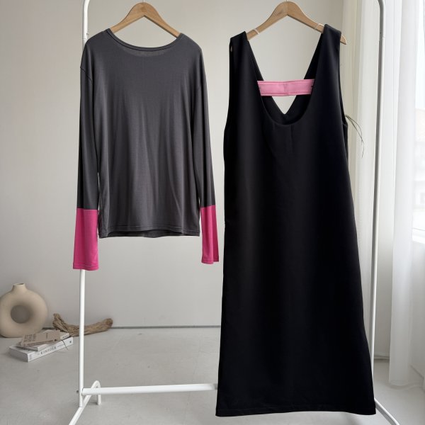 画像5: ●オリジナル●前後2WAYで使えてベルトも3WAY!!着こなし色々【5/12 LIVEご紹介アイテム】2WAY配色ワンピース (5)