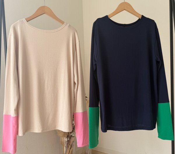 画像2: ●新色出来ました◎大人気!!!【LIVEご紹介アイテム】配色スリーブトップス (2)