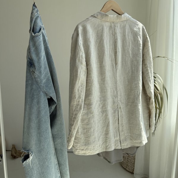 画像4: ●くたっとした本物リネンの風合い◎大人の雰囲気【5/10 LIVEご紹介アイテム】リネンジャケット (4)