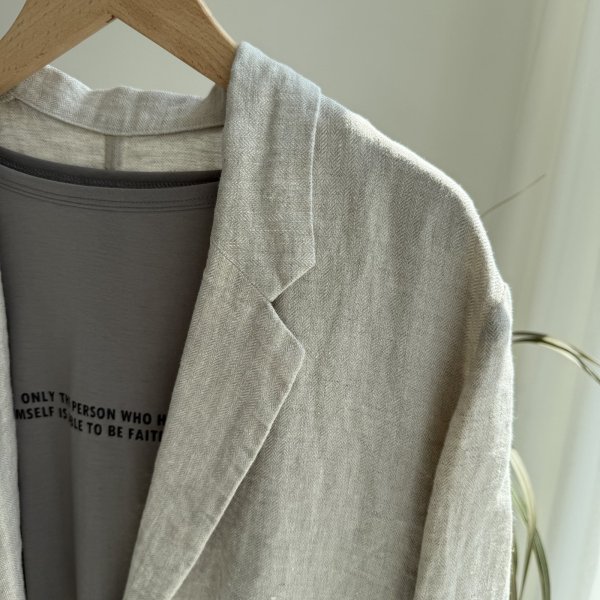 画像3: ●くたっとした本物リネンの風合い◎大人の雰囲気【5/10 LIVEご紹介アイテム】リネンジャケット (3)