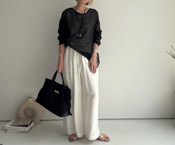 画像4: ●くたっとリネンの風合い◎【5/10 LIVEご紹介アイテム】リネン混イージーパンツ (4)