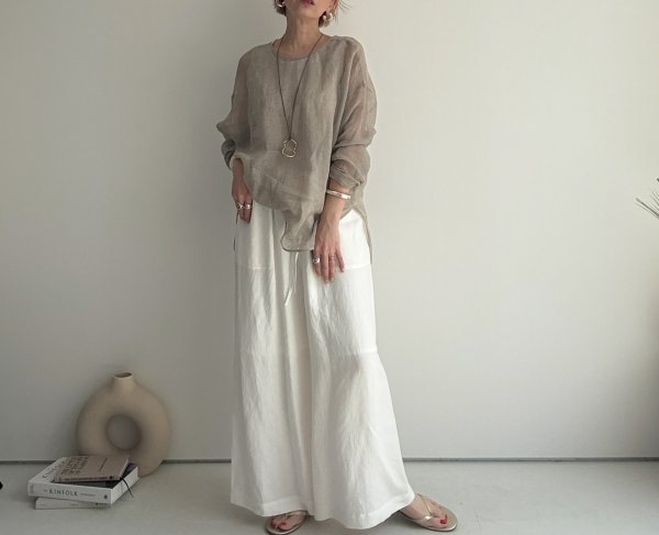 画像3: ●くたっとリネンの風合い◎【5/10 LIVEご紹介アイテム】リネン混イージーパンツ (3)