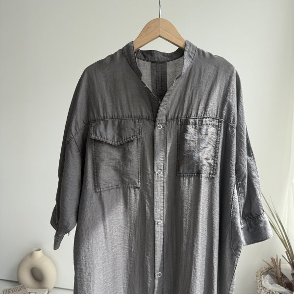 画像2: ●夏の羽織りにも最適◎【5/10 LIVEご紹介アイテム】●ピグメントシアーロングシャツ（ピグメントカーゴパンツとセットアップもオススメ） (2)