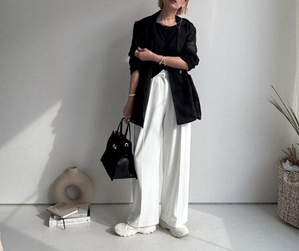 画像7: ●マットゴールドのボタンがオシャレ【5/12 LIVEご紹介アイテム】シアーテーラードジャケット (7)