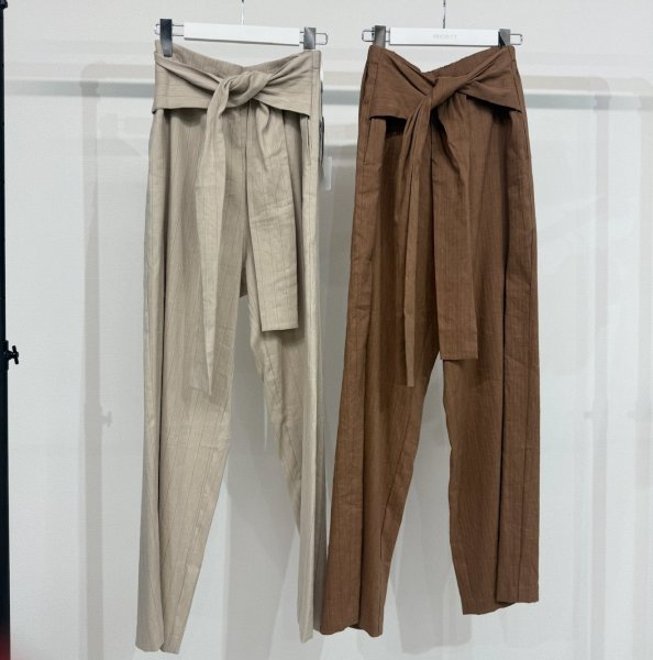 画像1: ●在庫限り●1日半のみの超短期販売●月曜朝9時まで●【6/6 LIVEご紹介アイテム】●ハイウエストベルトデザインリネンパンツ (1)