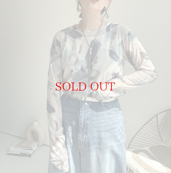 画像19: ●数量限定●【9/3 LIVEご紹介アイテム】ニュアンス柄シリーズシア―トップス (19)