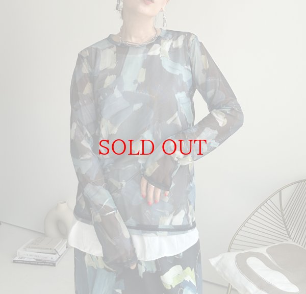 画像7: ●数量限定●【9/3 LIVEご紹介アイテム】ニュアンス柄シリーズシア―トップス (7)