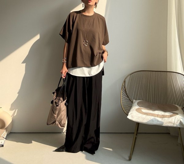 画像8: ●晩夏-秋に使える大人のセットアップ●【8/23 LIVEアイテム】ストレッチジョーゼットボックストップス（セットアップ可能）パンツ別売 (8)