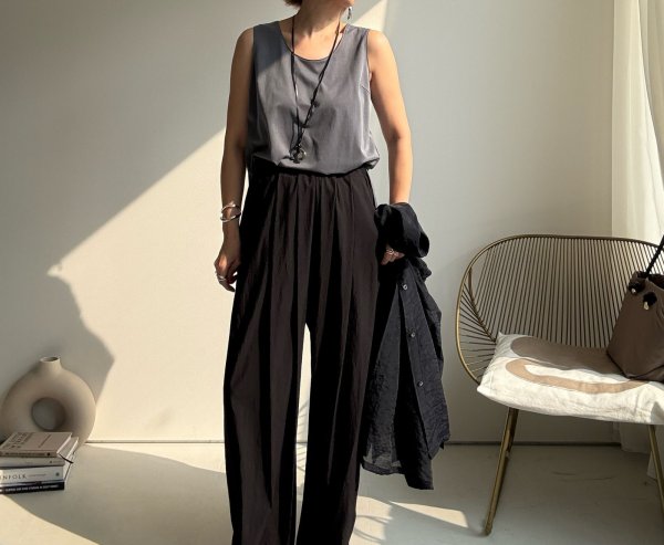 画像5: ●Lさん〜にもオススメ◎【8/23 LIVEアイテム】タックギャザーワイドパンツ (5)