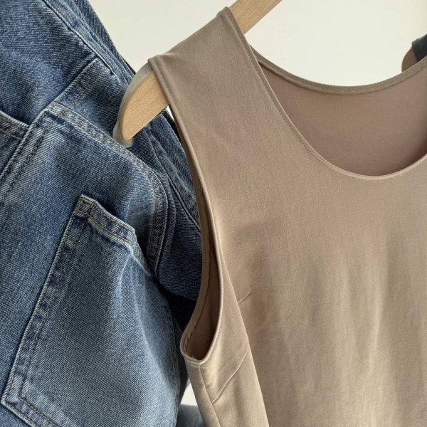 画像2: ●とっても素敵な大人素材タンク見つけました◎【8/23 LIVEアイテム】ストレッチスエードライクタンク (2)