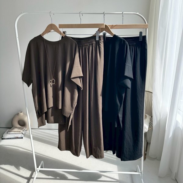 画像4: ●晩夏-秋に使える大人のセットアップ●【8/23 LIVEアイテム】ストレッチジョーゼットボックストップス（セットアップ可能）パンツ別売 (4)