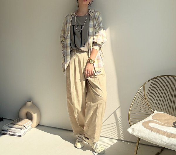 画像2: ●コーデのワンポイントに【8/27 LIVEアイテム】大人っぽいニュアンスカラーチェックシャツ (2)