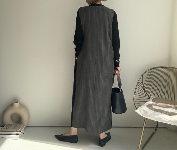 画像5: 【9/3 LIVEアイテム】サイドラインピンストライプジャンパースカート (5)