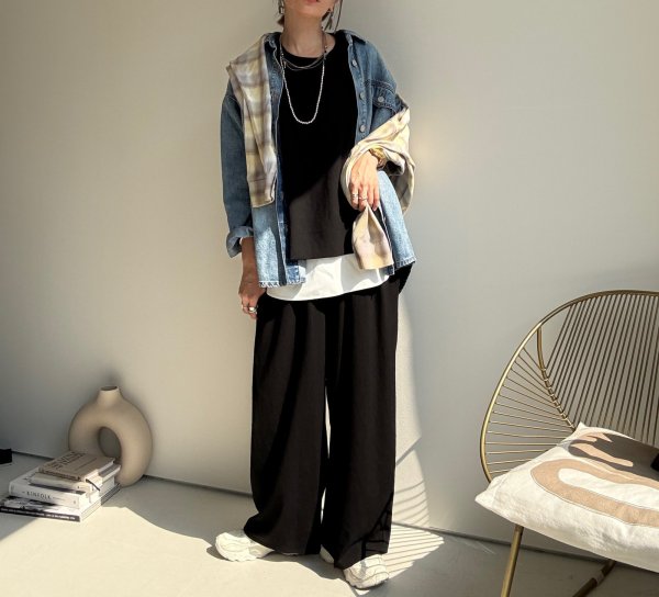 画像10: ●晩夏-秋に使える大人のセットアップ●【8/23 LIVEアイテム】ストレッチジョーゼットボックストップス（セットアップ可能）パンツ別売 (10)