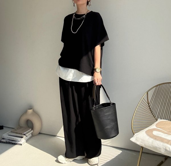 画像9: ●晩夏-秋に使える大人のセットアップ●【8/23 LIVEアイテム】ストレッチジョーゼットボックストップス（セットアップ可能）パンツ別売 (9)