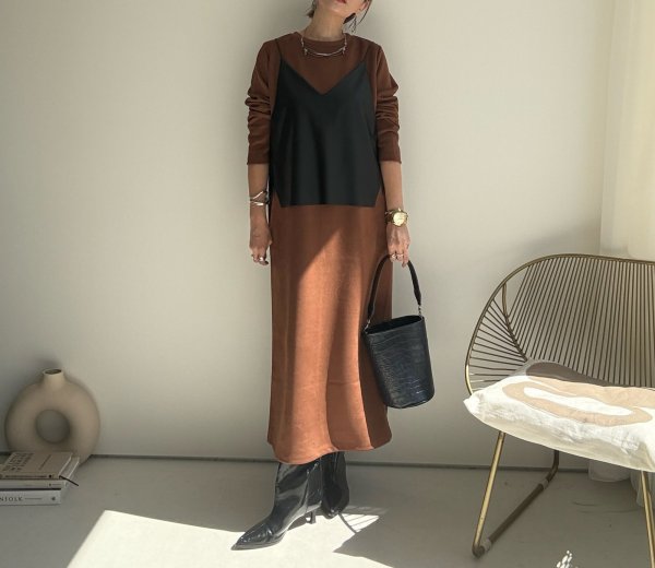 画像5: ●着回しのベースアイテムにオススメ◎【8/23 LIVEご紹介アイテム】ストレッチスエードライクベーシックマルチワンピ (5)