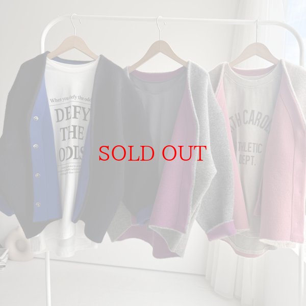 画像1: ◎SPECIAL PRICE◎期間限定●特別プライス●在庫限り●【10/2 LIVEご紹介アイテム】Wフェイス配色ウールカーデジャケット (1)