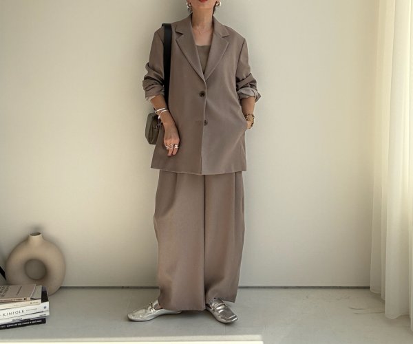 画像3: ●2サイズ展開◎セットアップ可能【10/14 LIVEアイテム】カーブシルエットタックパンツ (3)