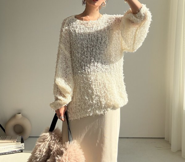 画像3: ●素材感が可愛い◎【10/14 LIVEアイテム】テープヤーンニット (3)