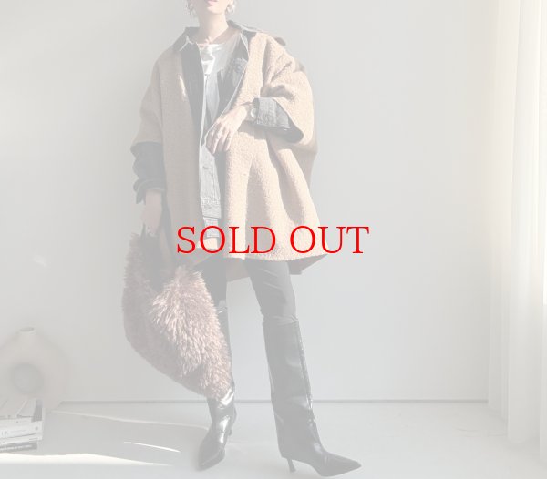 画像2: ●リバーシブル!!【10/23 LIVEアイテム】リバーシブルボアポンチョコート (2)