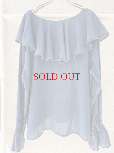 画像2: ●追加生産決定●【2/2 LIVEアイテム】シアーデニムラッフルブラウス（メーカー確認後確保）（予約/5月） (2)