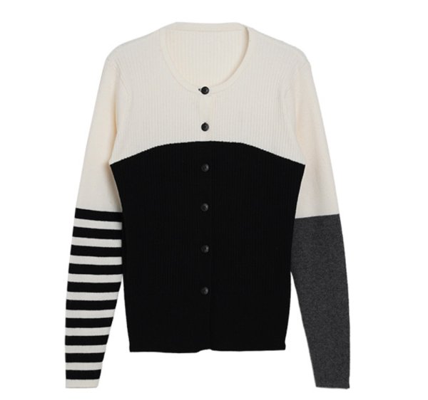 画像1: ●メーカー在庫限り●【10/30 LIVEアイテム】アシメボーダーニットカーデ(メーカー確認後お取り寄せ) (1)