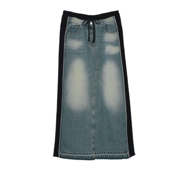 画像1: ●期間限定●ご予約5倍ポイント対象●【10/30 LIVEアイテム】デニム×スエットドッキングスカート(予約/12) (1)