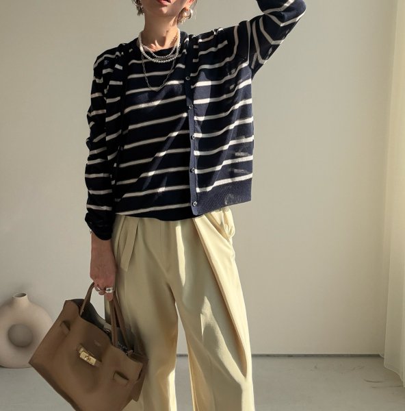 画像1: ●期間限定●数量限定●ご予約5倍ポイント対象●【11/7 LIVEご紹介アイテム】ボーダーデザインカーディガン（予約/1-2） (1)