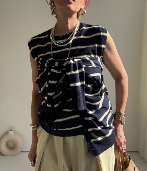 画像2: ●期間限定●数量限定●ご予約5倍ポイント対象●【11/7 LIVEご紹介アイテム】ボーダーデザインカーディガン（予約/1-2） (2)