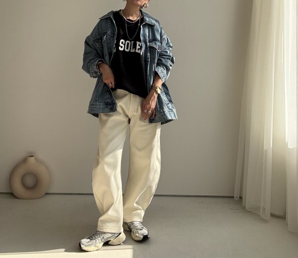 画像3: ●生産枠限り●期間限定●ご予約5倍ポイント対象●【11/9 LIVEアイテム】あの!!タックボリュームパンツが裏起毛デニムに!!●新色登場!!タックボリューム裏起毛デニムホワイト（予約/1） (3)