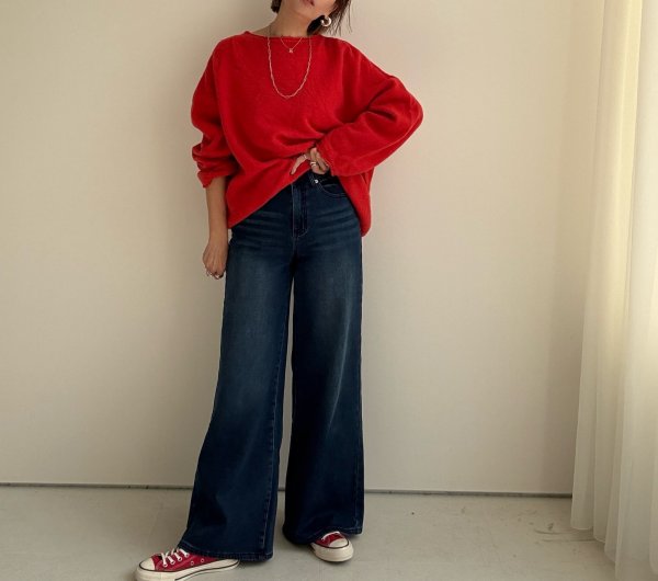 画像3: ●数量限定●生産数限り●【11/14  LIVEアイテム】裏起毛ストレッチ美脚ワイドデニム（メーカー確認後お取り寄せ） (3)