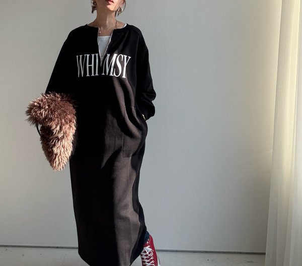 画像2: ●【11/14 LIVEアイテム】裏毛布ロゴスエットワンピ (2)