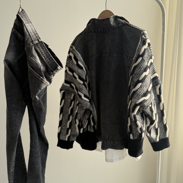 画像3: ●期間限定●【11/24 LIVEアイテム】デニムドッキングニットカーデ（予約/1） (3)