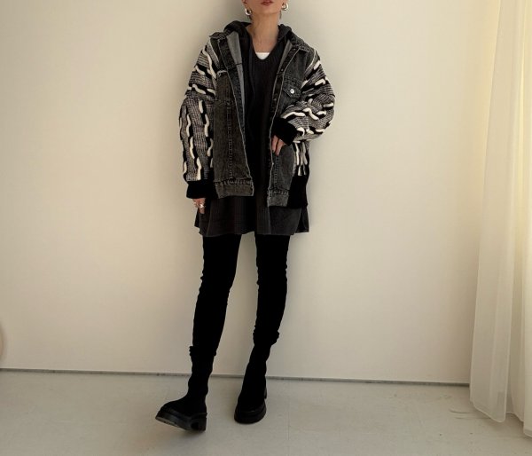 画像6: ●期間限定●【11/24 LIVEアイテム】デニムドッキングニットカーデ（予約/1） (6)