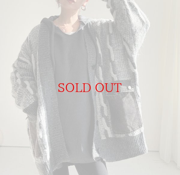 画像1: ●期間限定●【11/24 LIVEアイテム】デニムポケットミックスカラーニットカーデ（予約/1） (1)