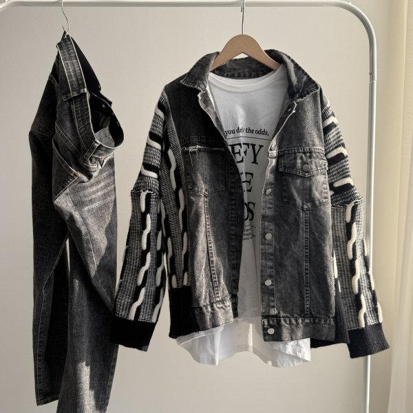 画像2: ●期間限定●【11/24 LIVEアイテム】デニムドッキングニットカーデ（予約/1） (2)