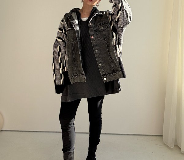 画像9: ●期間限定●【11/24 LIVEアイテム】デニムドッキングニットカーデ（予約/1） (9)