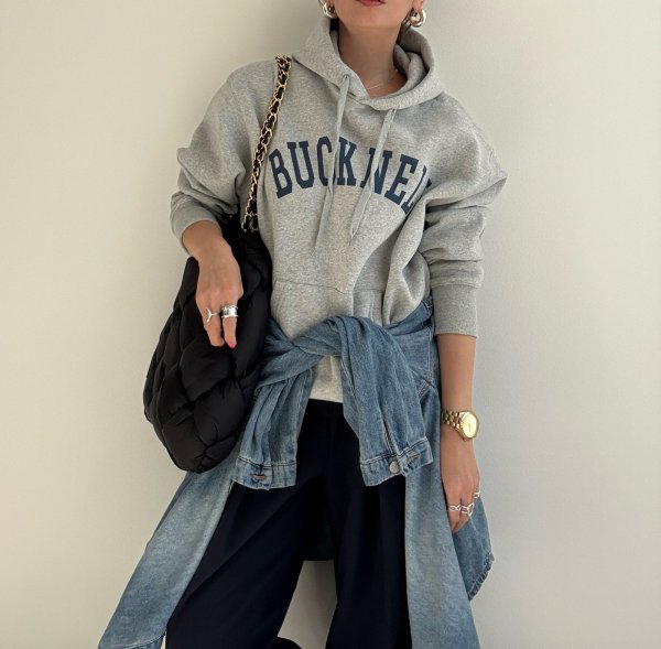 画像11: ●大人のカジュアルスタイルに【12/2 LIVEアイテム】裏起毛ロゴフーディ (11)