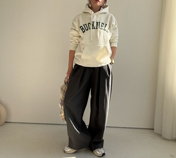 画像7: ●カジュアルにもきれい目にも◎【12/2 LIVEアイテム】裏起毛タックワイドパンツ (7)