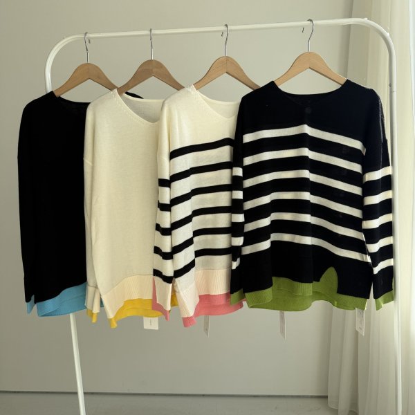 画像1: ●年末年始限定SALE●【12/28 LIVEアイテム】●配色デザインVネックニット（メーカー確認後確保） (1)