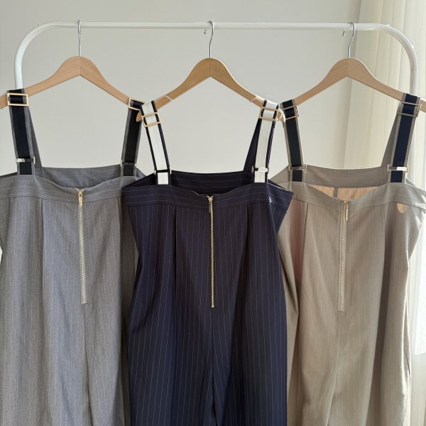 画像2: ●年末年始限定SALE●【12/28 LIVEアイテム】●ピンストライプジップサロペット （メーカー確認後確保） (2)