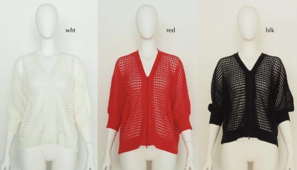 画像6: ●期間限定/ご予約10倍ポイント●【1/17 LIVE】ハーフスリーブメッシュカーディガン（予約/4-5） (6)