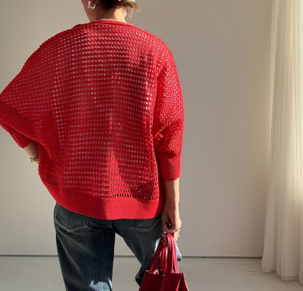 画像7: ●期間限定/ご予約10倍ポイント●【1/17 LIVE】ハーフスリーブメッシュカーディガン（予約/4-5） (7)