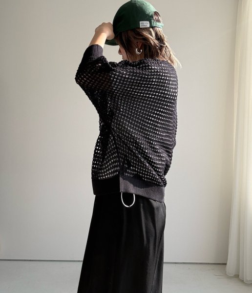 画像4: ●期間限定/ご予約10倍ポイント●【1/17 LIVE】ハーフスリーブメッシュカーディガン（予約/4-5） (4)