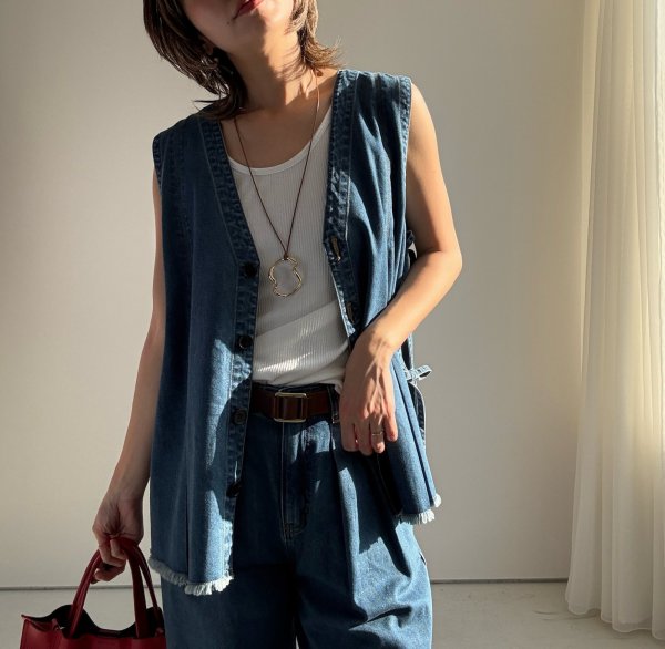 画像2: ●期間限定/ご予約10倍ポイント●【1/17 LIVE】前後2WAYデニムジレ（予約/5-6） (2)